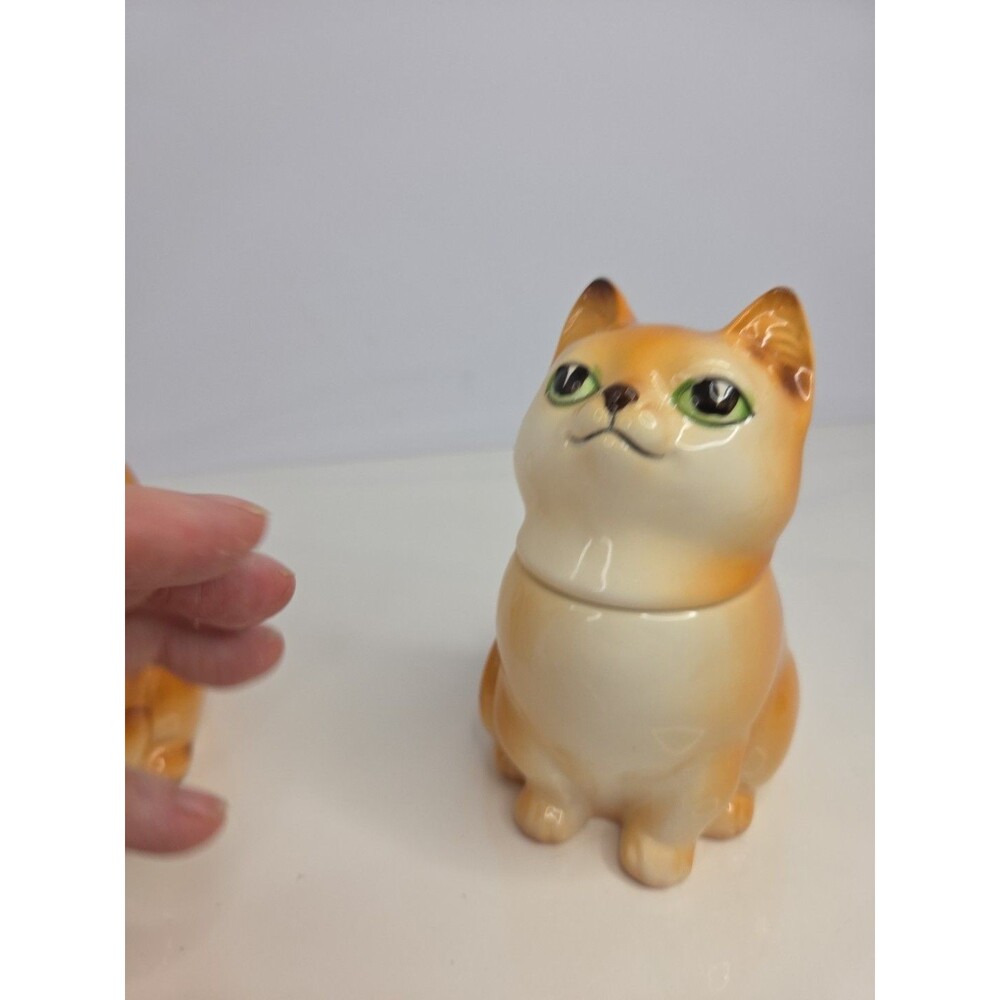 Nocrest Hand Painted Orange Tabby Cats Sugar & Creamer Set Japan Rare Antique - Picture 9 of 15